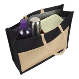 Jute Grocery Shopping Bags for Carry Milk Fruits Vegetable with Reinforced Handles (Pack of 2)