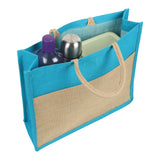 Jute Grocery Shopping Bags for Carry Milk Fruits Vegetable with Reinforced Handles (Pack of 2)