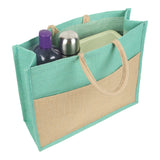 Jute Grocery Shopping Bags for Carry Milk Fruits Vegetable with Reinforced Handles (Pack of 2)