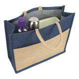 Jute Grocery Shopping Bags for Carry Milk Fruits Vegetable with Reinforced Handles (Pack of 2)