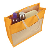 Jute Grocery Shopping Bags for Carry Milk Fruits Vegetable with Reinforced Handles (Pack of 2)