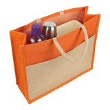 Jute Grocery Shopping Bags for Carry Milk Fruits Vegetable with Reinforced Handles (Pack of 2)