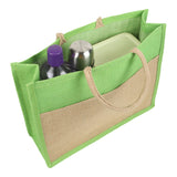 Jute Grocery Shopping Bags for Carry Milk Fruits Vegetable with Reinforced Handles (Pack of 2)