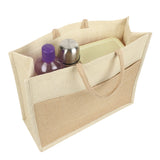 Jute Grocery Shopping Bags for Carry Milk Fruits Vegetable with Reinforced Handles (Pack of 2)