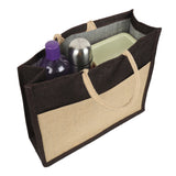 Jute Grocery Shopping Bags for Carry Milk Fruits Vegetable with Reinforced Handles (Pack of 2)