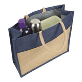 Jute Grocery Shopping Bags for Carry Milk Fruits Vegetable with Reinforced Handles (Pack of 2)