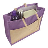 Jute Grocery Shopping Bags for Carry Milk Fruits Vegetable with Reinforced Handles (Pack of 2)