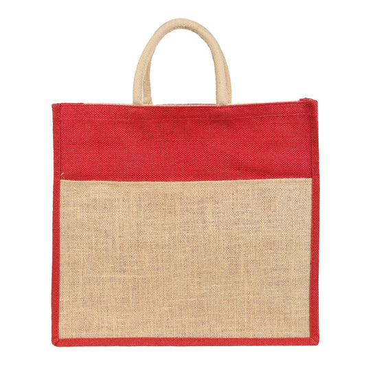 Jute Grocery Shopping Bags fora Carry Milk Fruits Vegetable with Reinforced Handles With Zipper (Pack of 2)