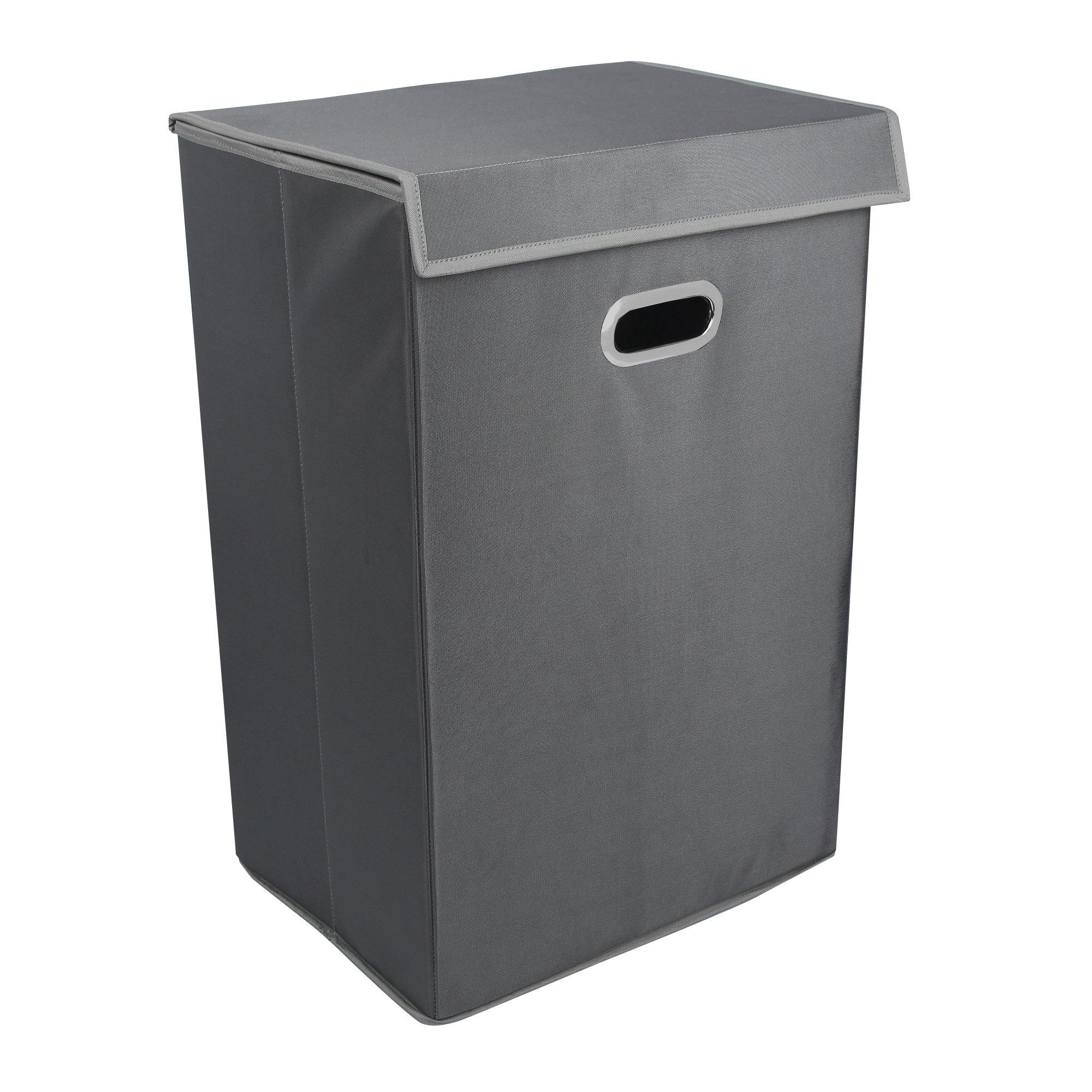 Double R Bags 72 L Foldable Laundry Basket With Lid Bag Hamper for Clothes Cum Collapsible Kids Room Toy Storage Organizer for Kids Room Large (Black) (Grey) - Double R Bags