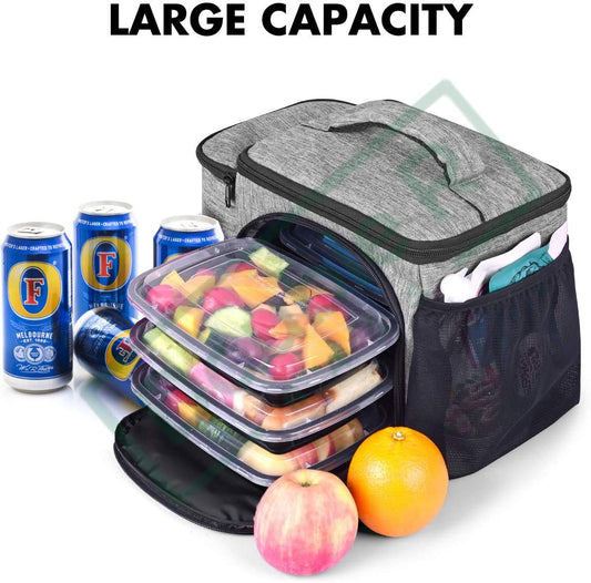 Insulated Lunch Bag Lightweight and Reusable Food Cooler Lunch Box Cover - Grey