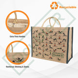 Double R Bags Big Heavy Duty Eco Reusable Jute Yoga Shopping Bag ( Pack of 3)