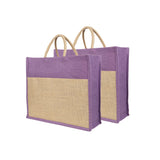 Jute Grocery Shopping Bags for Carry Milk Fruits Vegetable with Reinforced Handles With Zipper (Pack of 2)