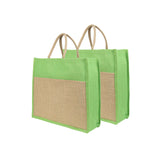 Jute Grocery Shopping Bags for Carry Milk Fruits Vegetable with Reinforced Handles (Pack of 2)