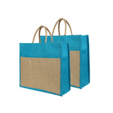 Jute Grocery Shopping Bags for Carry Milk Fruits Vegetable with Reinforced Handles With Zipper (Pack of 2)