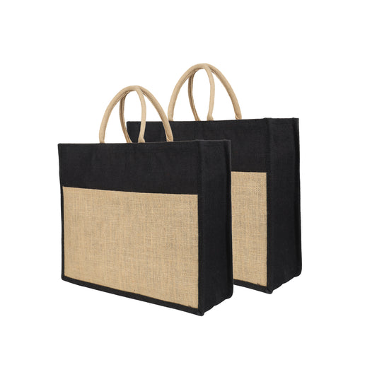 Jute Grocery Shopping Bags for Carry Milk Fruits Vegetable with Reinforced Handles With Zipper (Pack of 2)