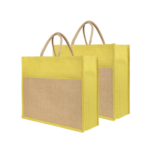 Jute Grocery Shopping Bags for Carry Milk Fruits Vegetable with Reinforced Handles With Zipper (Pack of 2)