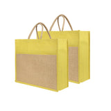 Jute Grocery Shopping Bags for Carry Milk Fruits Vegetable with Reinforced Handles With Zipper (Pack of 2)