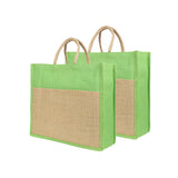 Jute Grocery Shopping Bags for Carry Milk Fruits Vegetable with Reinforced Handles With Zipper (Pack of 2)