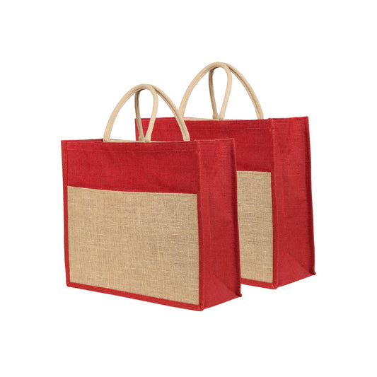 Jute Grocery Shopping Bags fora Carry Milk Fruits Vegetable with Reinforced Handles With Zipper (Pack of 2)