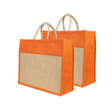 Jute Grocery Shopping Bags for Carry Milk Fruits Vegetable with Reinforced Handles With Zipper (Pack of 2)