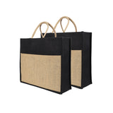 Jute Grocery Shopping Bags for Carry Milk Fruits Vegetable with Reinforced Handles (Pack of 2)