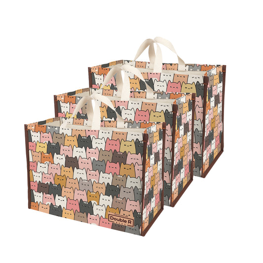 Cotton Canvas Grocery Shopping Bags for Carry Milk Fruits Vegetable with Reinforced Handles Pack of 3