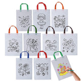 Kids DIY Birthday Party & Goodie Bag - Pack of 20 Reusable Non-Woven Return Gift Bags with Handle (White & Red)