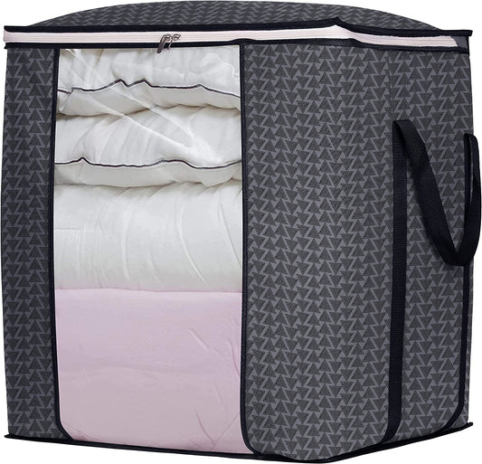 DOUBLE R BAGS Large Foldable Storage Bag Organizer Clothes Storage Container for Blanket Comforter Saree Toys Clothing Bedding with Durable Handles (Pack of 1)