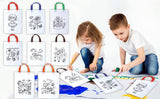 Kids DIY Birthday Party & Goodie Bag - Pack of 20 Reusable Non-Woven Return Gift Bags with Handle (White & Red)