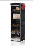 5-Shelf Hanging Closet Organizer With 6 Mesh Pockets Black - Double R Bags - Double R Bags