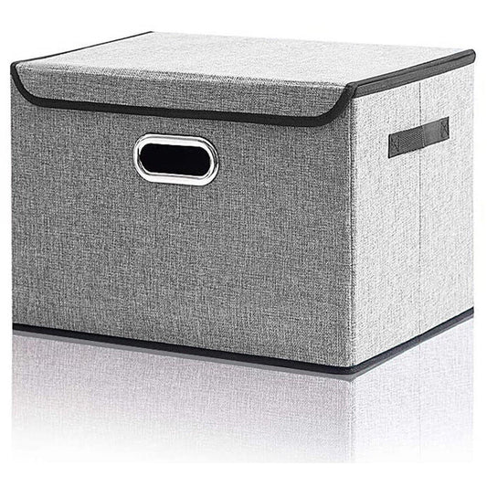 Collapsible Storage Box with Lids Covers Large 1 Pack (Grey)