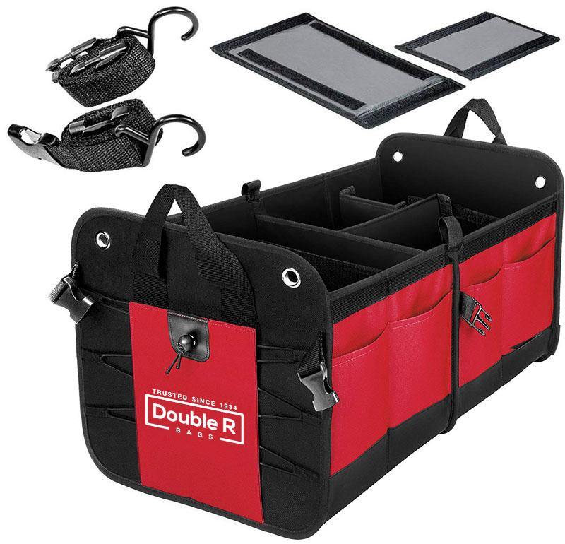 Multi Compartments Collapsible Portable Car Boot Organizer Red - Double R Bags