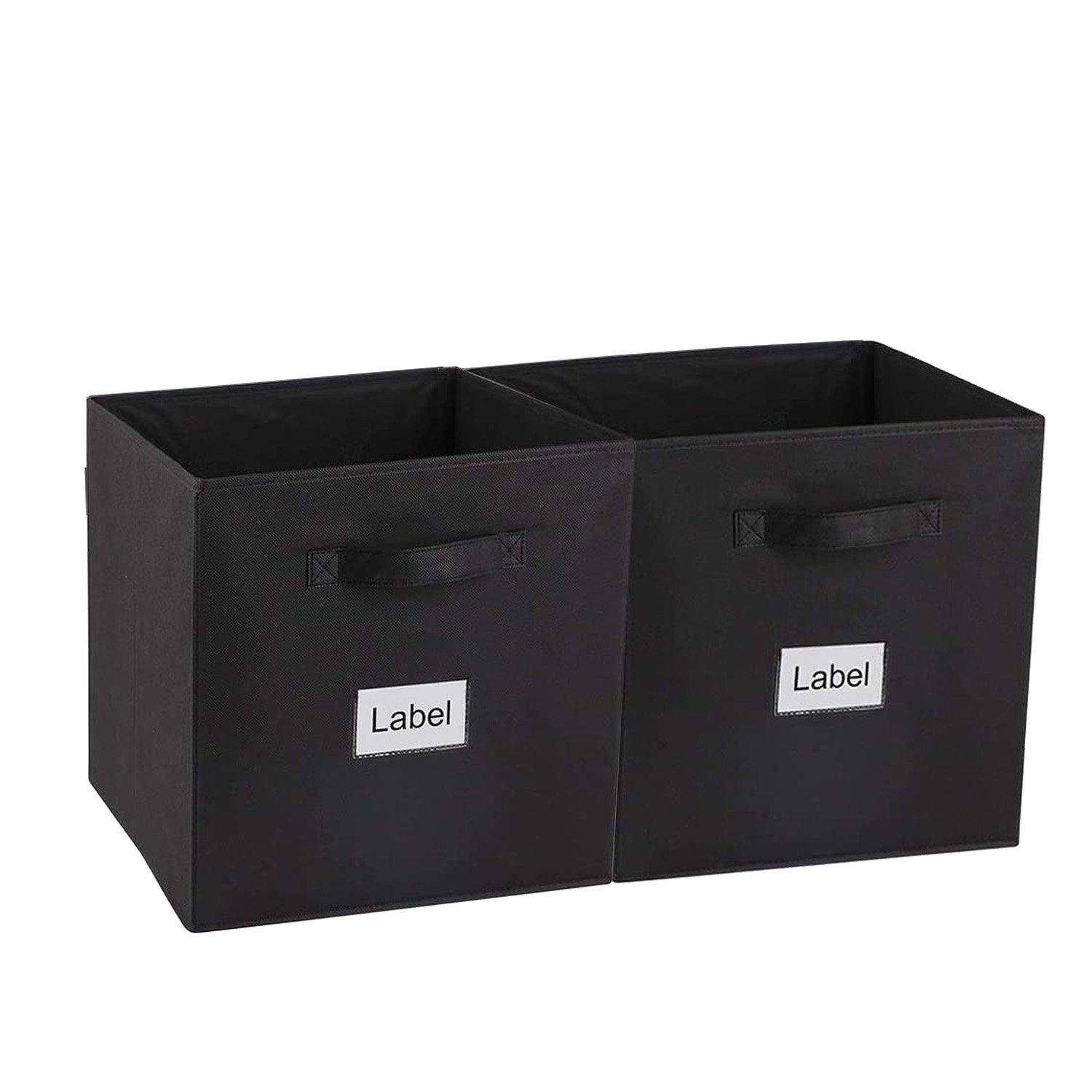 Double R Bags Storage Cubes Non-woven Fabric Storage Bins | Cube Storage Bins for Home and Office Medium Black Pack Of 2 - Double R Bags