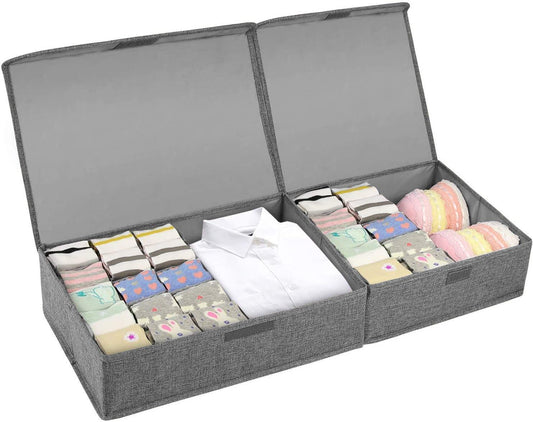 Collapsible Drawer Organizer with Lid (Grey, 16+11)