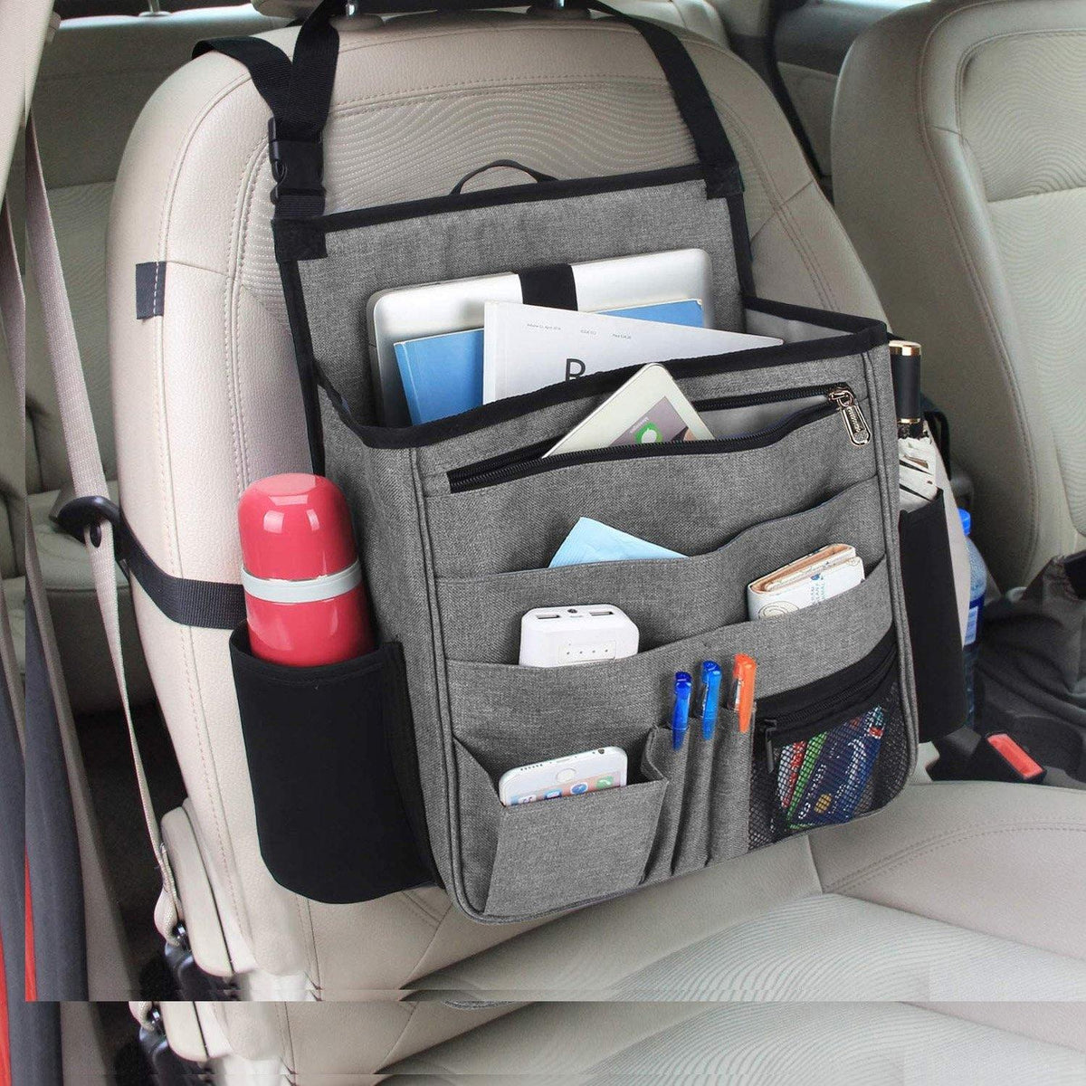 Car Organisers, Car Seat Side Storage Bag With 3 Pockets, Front Seat Mesh  Hanging Bag For Auto Small Items