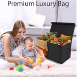 Double R Bags Collapsible Laundry Cum Toy Storage Basket Bin Hamper Box With Lid For Clothes Organizer Unit Size For Boys And Girls Room (Black) - Double R Bags