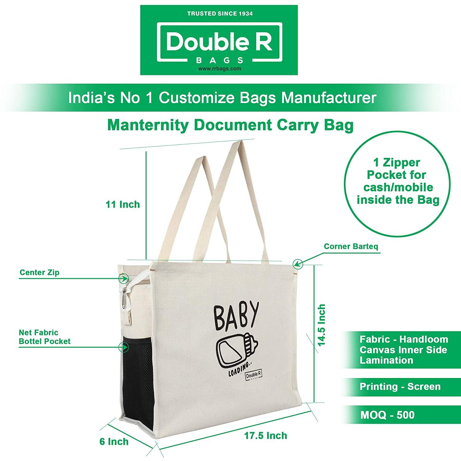 Double r Bags First Maternity/Diaper Bags Canvas Shoulder Carry Bag for Pregnant Women - Double R Bags