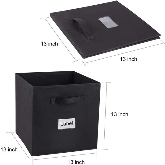 Double R Bags Storage Cubes Non-woven Fabric Storage Bins | Cube Storage Bins for Home and Office Medium Black Pack Of 2 - Double R Bags