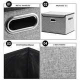 DOUBLE R BAGS Collapsible Storage Box with Lids Covers Large 2 Pack (Grey) - Double R Bags