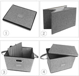 DOUBLE R BAGS Large-Capacity Foldable Storage Bin Box with Lid Cover and Handle (Grey)(Strg-4G1) - Double R Bags