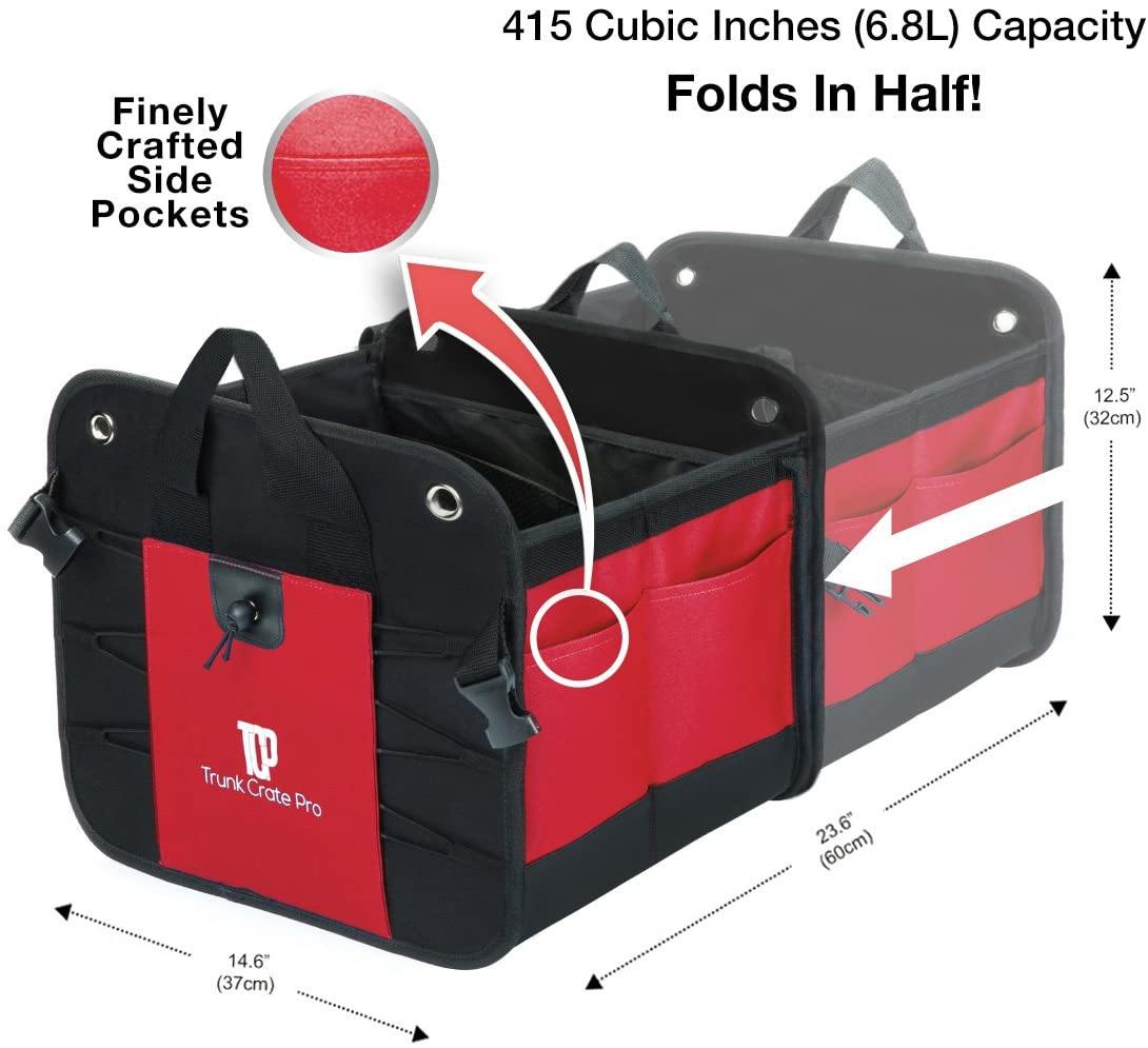 Double R Bags Multi Compartments Collapsible Portable Car Boot Organizer Red - Double R Bags