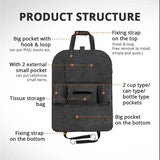Car Back Seat Organizer With Multi Pockets Rear Storage, Pen, Bottles, Tissue Box, Books, Lunch Box Holders, Hanger Support for All Cars (Black, Pack of 1)