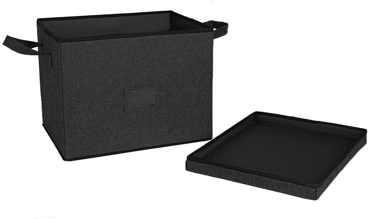 DOUBLE R BAGS Large-Capacity Foldable Storage Bin Box with Lid Cover and Handle (Black)(Strg-4B1) - Double R Bags