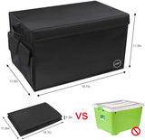 DOUBLE R BAGS Multi Compartments Collapsible Portable Car Trunk Organizer With Lid Cover Black - Double R Bags