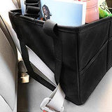 DOUBLE R BAGS Foldable Passenger Car Seat Organizer With Mesh Pockets Black - Double R Bags