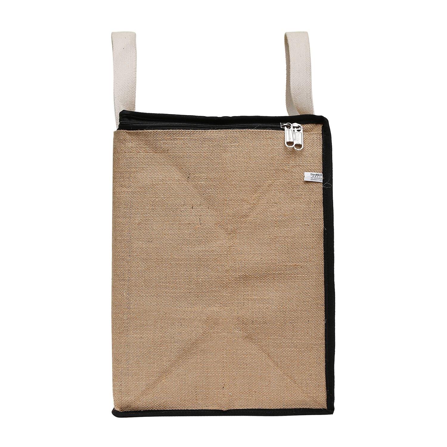DOUBLE R BAGS Jute Shopping bags with Dual Zippers (Natural Color) - Double R Bags