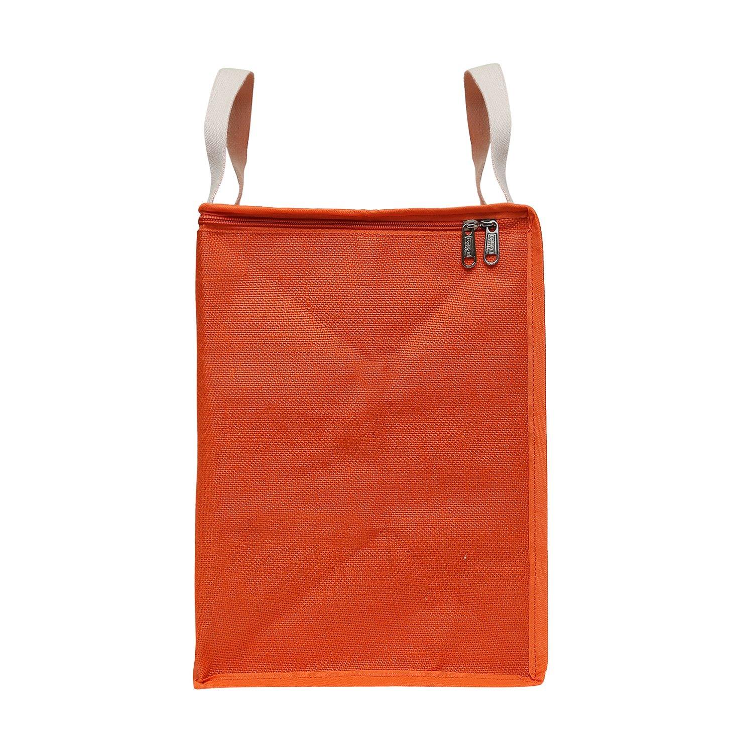 DOUBLE R BAGS Jute Shopping bags with Dual Zippers (Orange) - Double R Bags