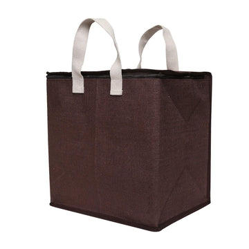 DOUBLE R BAGS Jute Shopping bags with Dual Zippers (Brown) - Double R Bags