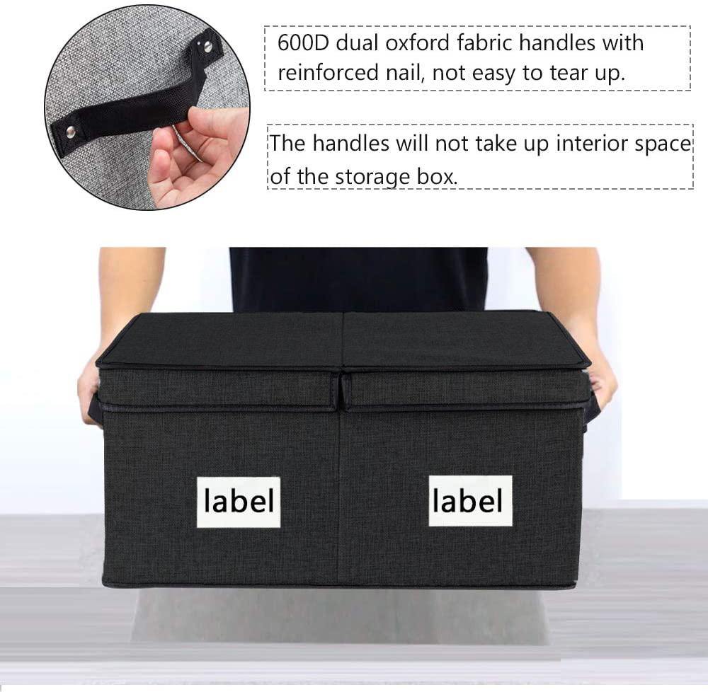 Storage Boxes with Lid (Black, Pack Of 2 Large)