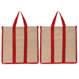 DOUBLE R BAGS Reusable Laminated Jute Grocery Shopping Bag Pack of 2